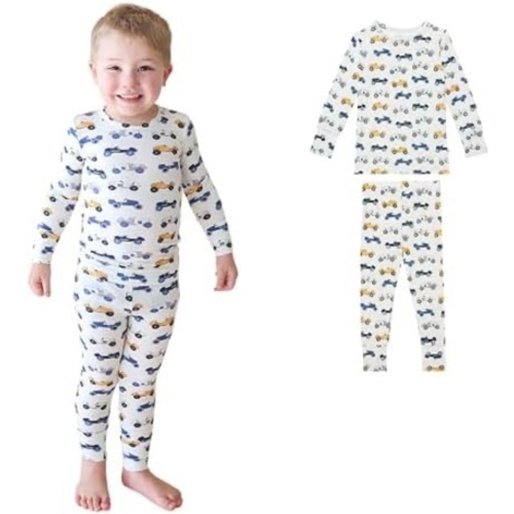 Posh Peanut Enzo Cars Long Sleeve Bamboo Pajama Set Size 12-18m